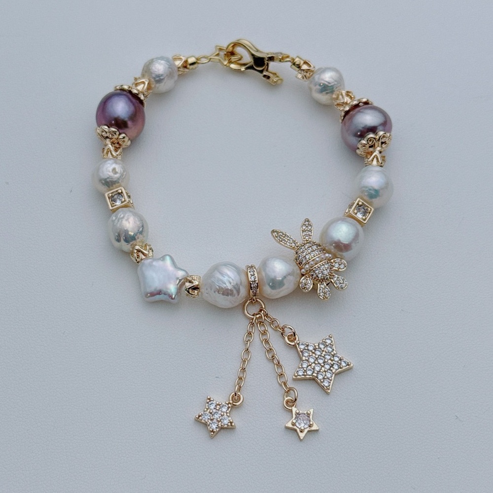 B211 Handmade Freshwater Baroque Pearl Bracelet Necklace 2in1